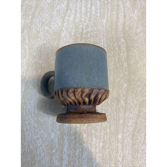 5 Vintage Pottery Coffee Cups / Mugs Unique Design with Wine Glass Style Base - Picture 14 of 16